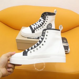 Giày Dolce & Gabbana sneaker boot màu trắng phối đen logo D&G - Ảnh 4