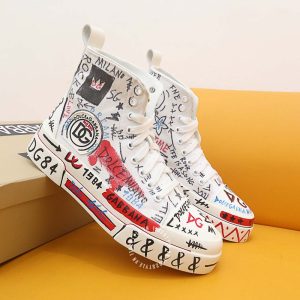 Giày sneaker boot Dolce & Gabbana màu trắng họa tiết cao cấp - Ảnh 3