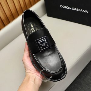 Giày loafer Dolce & Gabbana da trơn màu đen logo cao cấp - Ảnh 5
