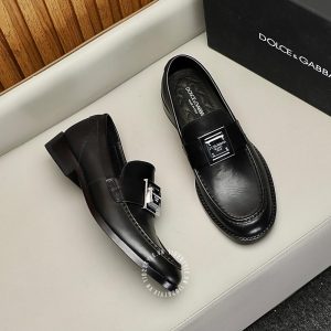 Giày loafer Dolce & Gabbana da trơn màu đen logo cao cấp - Ảnh 3