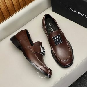 Giày Dolce & Gabbana da trơn màu nâu rep 1:1 chính hãng - Ảnh 3