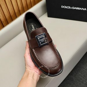 Giày Dolce & Gabbana da trơn màu nâu rep 1:1 chính hãng - Ảnh 5