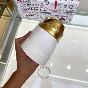 Giày Dolce & Gabbana unisex màu trắng gót và logo vàng nổi bật - Ảnh 8