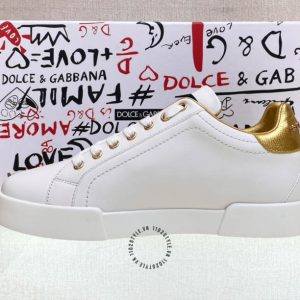 Giày Dolce & Gabbana unisex màu trắng gót và logo vàng nổi bật - Ảnh 6