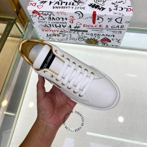 Giày Dolce & Gabbana unisex màu trắng gót và logo vàng nổi bật - Ảnh 7