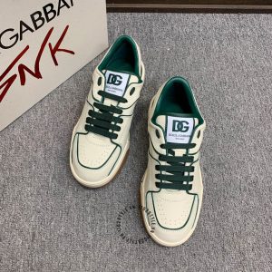 Giày sneaker Dolce & Gabbana màu be viền xanh lá hàng hiệu - Ảnh 3