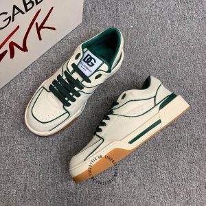 Giày sneaker Dolce & Gabbana màu be viền xanh lá hàng hiệu - Ảnh 4