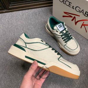 Giày sneaker Dolce & Gabbana màu be viền xanh lá hàng hiệu - Ảnh 5