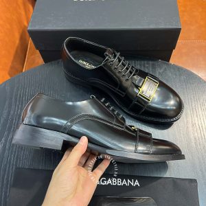 Giày tây Dolce & Gabbana nam màu đen logo kim loại - Ảnh 3