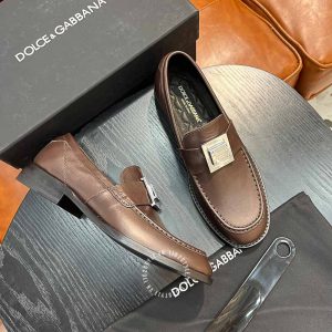 Giày loafer Dolce & Gabbana nam da xịn màu nâu replica 1:1 - Ảnh 2