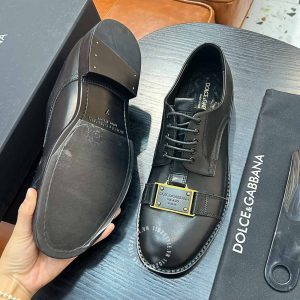 Giày tây Dolce & Gabbana nam da trơn màu đen lót dập nổi - Ảnh 4