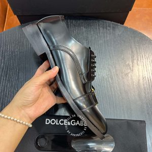Giày tây Dolce & Gabbana nam màu đen logo kim loại - Ảnh 6