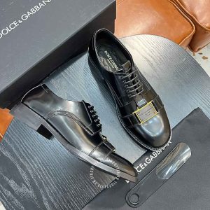 Giày tây Dolce & Gabbana nam màu đen logo kim loại - Ảnh 2