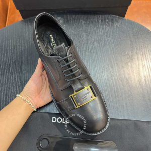 Giày tây Dolce & Gabbana nam da trơn màu đen lót dập nổi - Ảnh 5