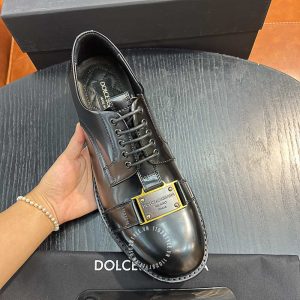 Giày tây Dolce & Gabbana nam màu đen logo kim loại - Ảnh 5