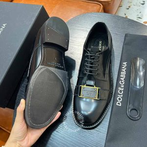 Giày tây Dolce & Gabbana nam màu đen logo kim loại - Ảnh 4