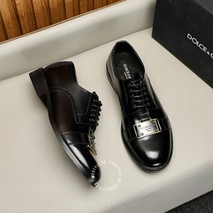 Giày tây Dolce & Gabbana nam da xịn màu đen dây buộc cao cấp - Ảnh 3