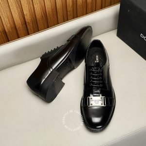 Giày tây Dolce & Gabbana nam da xịn màu đen dây buộc cao cấp - Ảnh 4