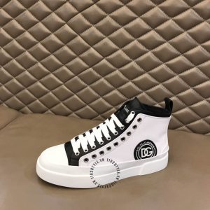 Giày Dolce & Gabbana unisex màu trắng phối màu đen da xịn - Ảnh 5