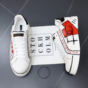 Sneaker Dolce & Gabbana trắng phối hoạ tiết nhiều màu da xịn - Ảnh 4