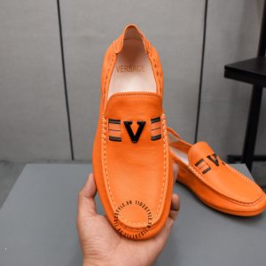 Giày Moca Versace nam da mềm màu cam f1 cao cấp - Ảnh 5
