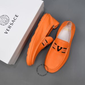 Giày Moca Versace nam da mềm màu cam f1 cao cấp - Ảnh 2