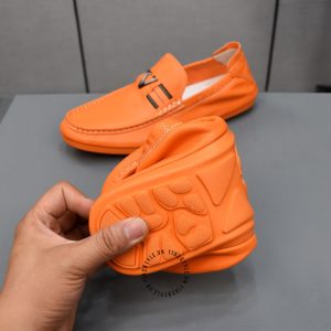 Giày Moca Versace nam da mềm màu cam f1 cao cấp - Ảnh 7