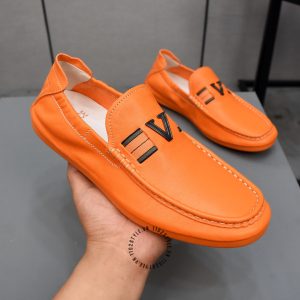 Giày Moca Versace nam da mềm màu cam f1 cao cấp - Ảnh 6