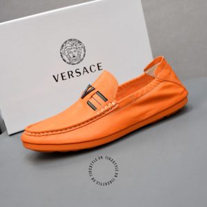 Giày Moca Versace nam da mềm màu cam f1 cao cấp - Ảnh 8