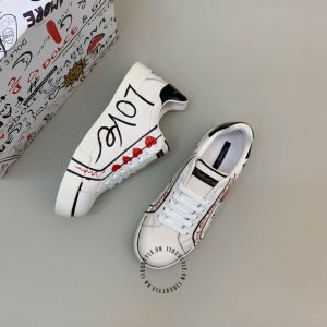 Giày unisex D&G màu trắng phối hoạ tiết nhiều màu fake loại 1 - Ảnh 2
