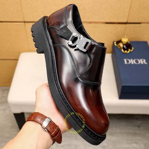 Giày fake 1 Monk Strap Dior nam da xịn màu nâu cao cấp - Ảnh 5
