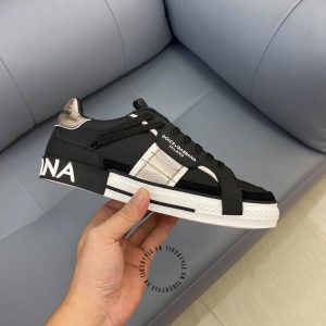 Giày thể thao D&G màu đen gót bạc logo nổi fake loại 1 - Ảnh 6