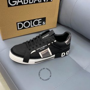 Giày thể thao D&G màu đen gót bạc logo nổi fake loại 1 - Ảnh 7
