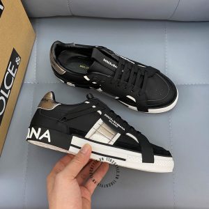 Giày thể thao D&G màu đen gót bạc logo nổi fake loại 1 - Ảnh 3