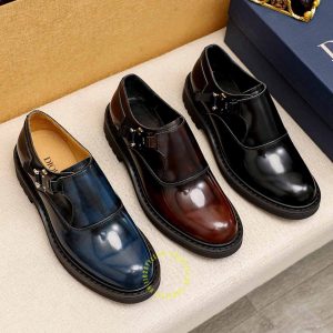 Giày fake 1 Monk Strap Dior nam da xịn màu nâu cao cấp - Ảnh 9