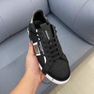 Giày thể thao D&G màu đen gót bạc logo nổi fake loại 1 - Ảnh 4
