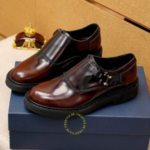 Giày fake 1 Monk Strap Dior nam da xịn màu nâu cao cấp - Ảnh 3