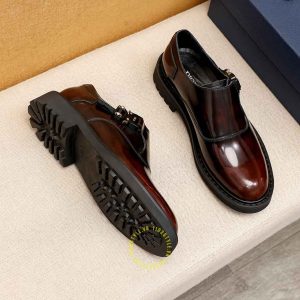 Giày fake 1 Monk Strap Dior nam da xịn màu nâu cao cấp - Ảnh 2