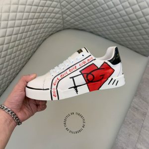 Giày unisex D&G màu trắng phối hoạ tiết nhiều màu fake loại 1 - Ảnh 5