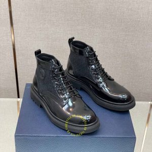 Giày Boot Dior da xịn màu đen bóng super fake loại 1 - Ảnh 2