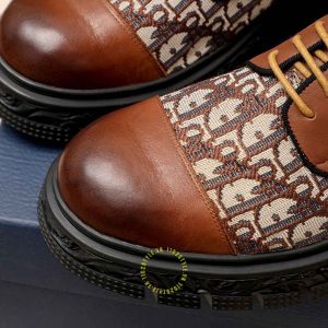Giày super fake Dior nam màu nâu phối họa tiết Monogram - Ảnh 6