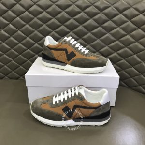 Giày thể thao nam Versace da lộn màu nâu phối cam fake 1:1 - Ảnh 2