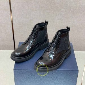Giày Boot Dior da xịn màu đen bóng super fake loại 1 - Ảnh 3