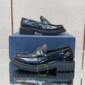 Giày Loafer Dior da xịn màu đen bóng super fake loại 1 - Hình ảnh 5