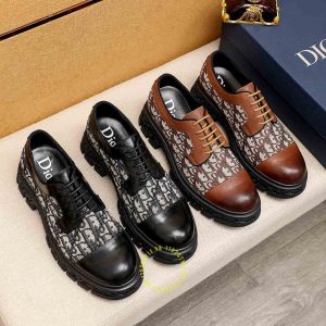 Giày super fake Dior nam màu nâu phối họa tiết Monogram - Ảnh 9