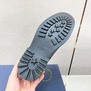 Giày Boot Dior da xịn màu đen bóng super fake loại 1 - Ảnh 9