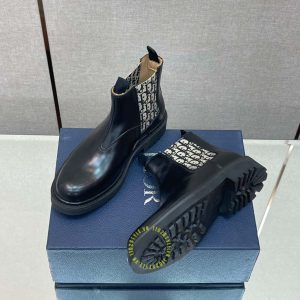 Giày Chelsea Boot Dior da đen trơn họa tiết Monogram super fake - Ảnh 3