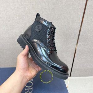 Giày Boot Dior da xịn màu đen bóng super fake loại 1 - Ảnh 7