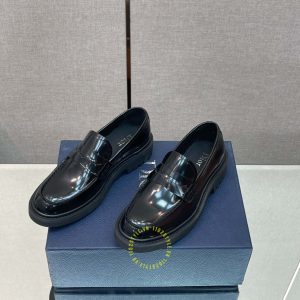 Giày Loafer Dior da xịn màu đen bóng super fake loại 1 - Hình ảnh 4