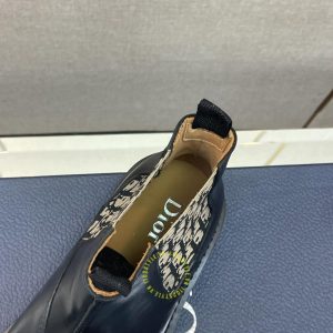 Giày Chelsea Boot Dior da đen trơn họa tiết Monogram super fake - Ảnh 8